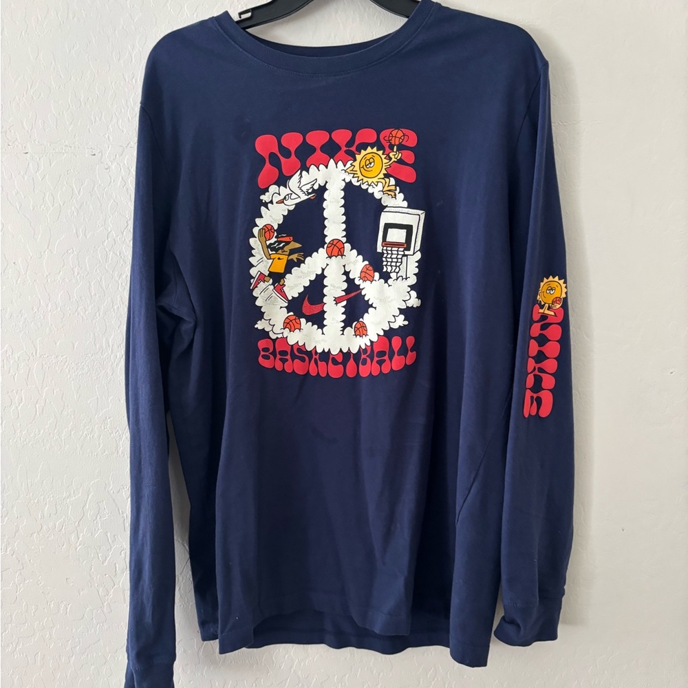 Nike Blue Long Sleeve Tee with Graphic Design - Picture 2 of 6